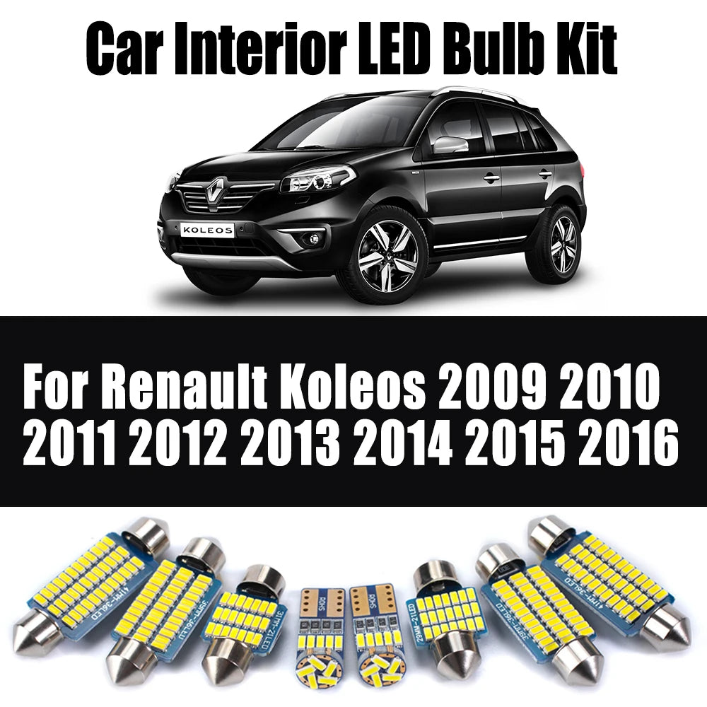 13Pcs LED Interior Dome Map Trunk Car Reading Bulbs Light Kit Canbus For Renault Koleos 2009 2010 2011 2012 2013 2014 2015 2016
