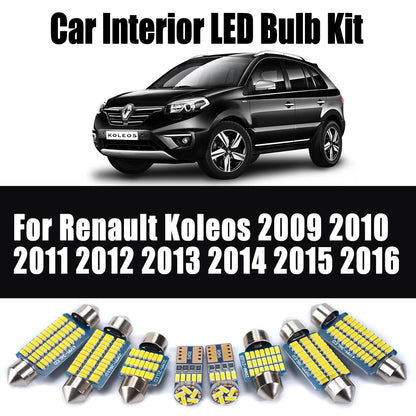 13Pcs LED Interior Dome Map Trunk Car Reading Bulbs Light Kit Canbus For Renault Koleos 2009 2010 2011 2012 2013 2014 2015 2016
